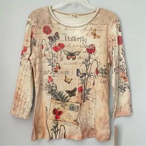 NEW Cactus Y2K Butterfly Graphic Long Sleeve Tee